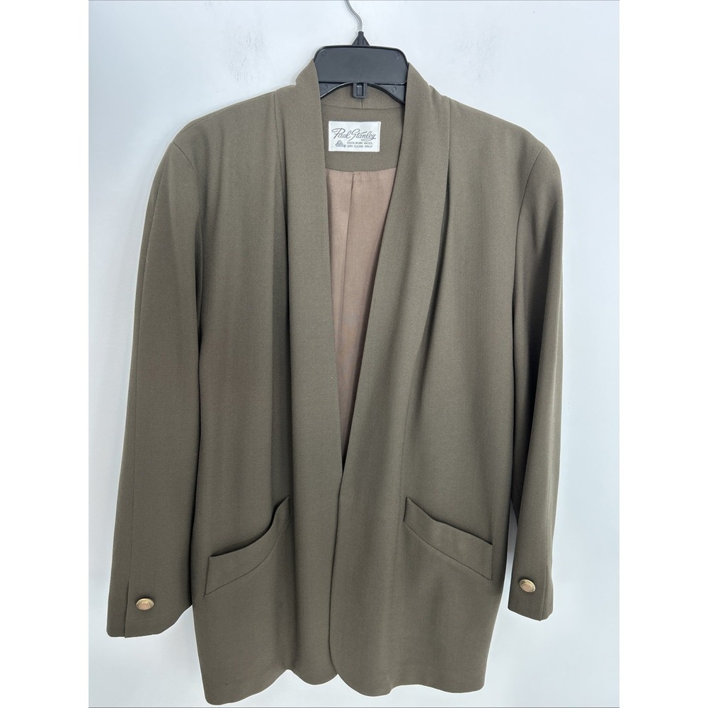 Vintage Paul Stanley Women's Sz 6 100%‎ Wool Olive Green Blazer Gold Buttons